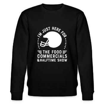 Ich bin nur wegen der Essenswerbung hier - Stanley/Stella Unisex Bio-Sweatshirt CHANGER  - Schwarz - Vorne - Nik (191cm) & Marisol (170cm)