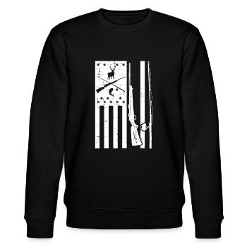 Blanc US Flag Rifle Fishing Rod Fish Deer Hunting - Sweat bio CHANGER Stanley/Stella Unisexe - noir - Devant - Nik (191cm) & Marisol (170cm)