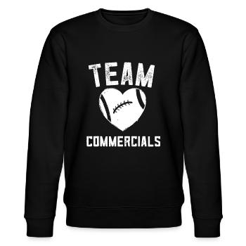 Im Just Here For The Commercials Girls Football - Stanley/Stella CHANGER Unisex Organic Sweatshirt - black - Front - Nik (191cm) & Marisol (170cm)