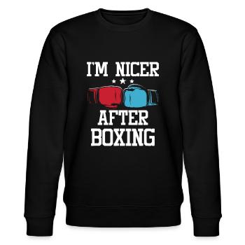 Je suis plus gentil après la boxe - Kickboxing Kickboxer Gym - Sweat bio CHANGER Stanley/Stella Unisexe - noir - Devant - Nik (191cm) & Marisol (170cm)