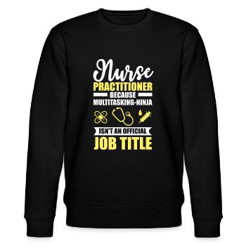 Krankenschwester Praktiker Multitasking-Ninja - Stanley/Stella Unisex Bio-Sweatshirt CHANGER  - Schwarz - Vorne - Nik (191cm) & Marisol (170cm)