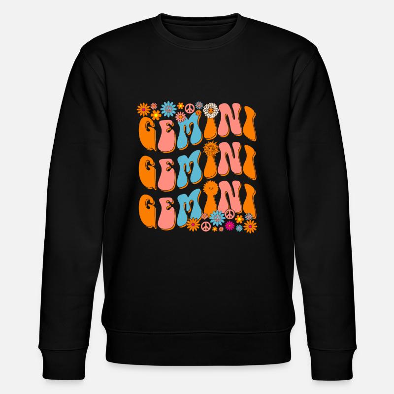 Retro Hippie Gemini Birthday - Stanley/Stella CHANGER Unisex Organic Sweatshirt - black