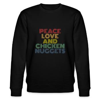 Peace Love And Chicken Nuggets - Stanley/Stella CHANGER Unisex Organic Sweatshirt - black - Front - Nik (191cm) & Marisol (170cm)
