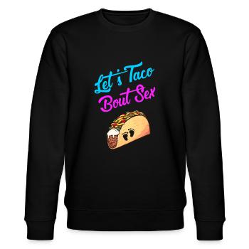 Mama Papa Lass uns Taco Bout Sex Lustige Geschlecht Enthüllen - Stanley/Stella Unisex Bio-Sweatshirt CHANGER  - Schwarz - Vorne - Nik (191cm) & Marisol (170cm)