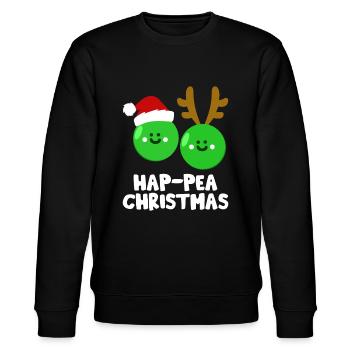 Hap-Pea Noël drôle de légume Jeu de mots végétalien - Sweat bio CHANGER Stanley/Stella Unisexe - noir - Devant - Nik (191cm) & Marisol (170cm)