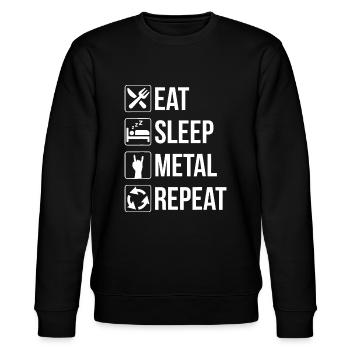 Eat Sleep Metall Wiederholung - Stanley/Stella Unisex Bio-Sweatshirt CHANGER  - Schwarz - Vorne - Nik (191cm) & Marisol (170cm)