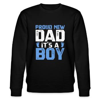 Stolzer neuer Vater It's A Boy Design Vatertag - Stanley/Stella Unisex Bio-Sweatshirt CHANGER  - Schwarz - Vorne - Nik (191cm) & Marisol (170cm)