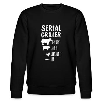 Seriengriller Vatertag Lustiger Grillgrill - Stanley/Stella Unisex Bio-Sweatshirt CHANGER  - Schwarz - Vorne - Nik (191cm) & Marisol (170cm)