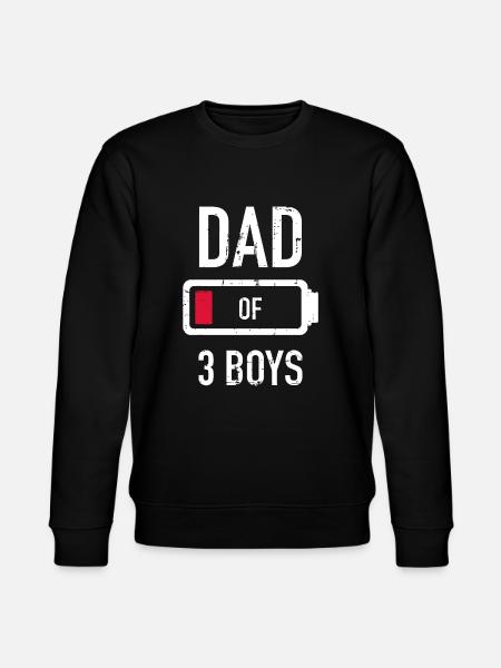 Far til 3 tre drenge gave med lavt batteri til fars - Stanley/Stella økologisk unisex-sweatshirt CHANGER  - sort