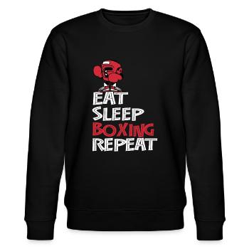 Eat Sleep Boxing Wiederholung - Stanley/Stella Unisex Bio-Sweatshirt CHANGER  - Schwarz - Vorne - Nik (191cm) & Marisol (170cm)