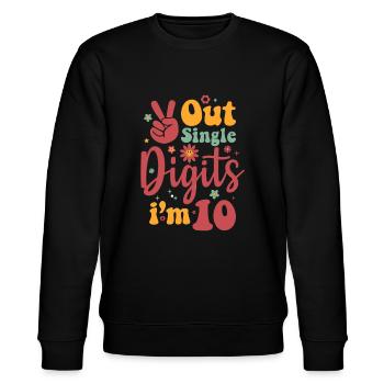 Peace Out einstellig im 10 Zeichen Geburtstag - Stanley/Stella Unisex Bio-Sweatshirt CHANGER  - Schwarz - Vorne - Nik (191cm) & Marisol (170cm)