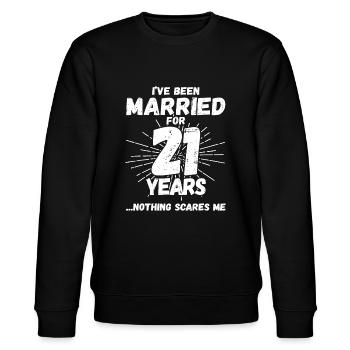 Paare, die seit 21 Jahren verheiratet sind - Lustige 21. Hochzeit - Stanley/Stella Unisex Bio-Sweatshirt CHANGER  - Schwarz - Vorne - Nik (191cm) & Marisol (170cm)