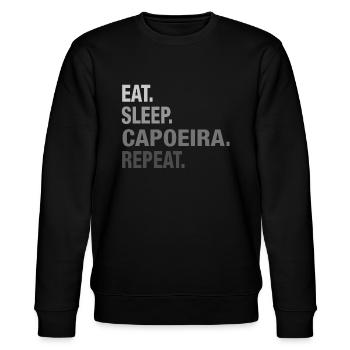 Awesome Eat Sleep Capoeira GRAPHIC SHIRT - Stanley/Stella Unisex Bio-Sweatshirt CHANGER  - Schwarz - Vorne - Nik (191cm) & Marisol (170cm)