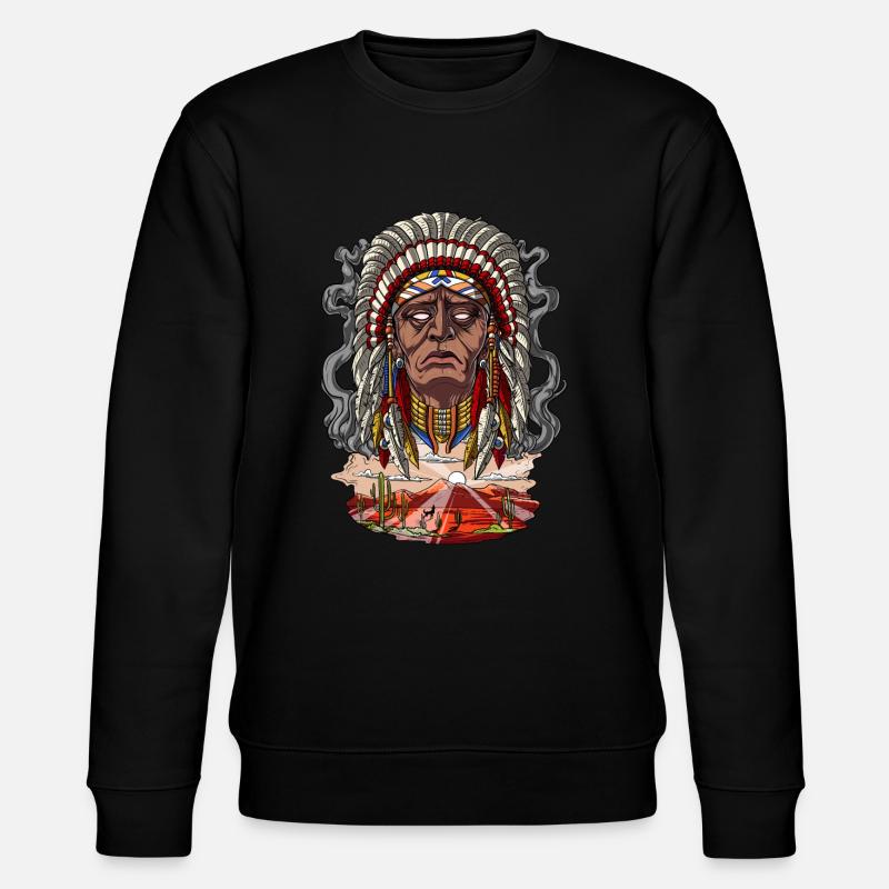 Indianischer Häuptling Kopfschmuck - Stanley/Stella Unisex Bio-Sweatshirt CHANGER  - Schwarz