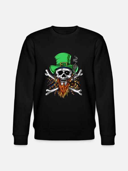 Pirate Skull Irish Leprechaun Crossbones - Stanley/Stella CHANGER Unisex Organic Sweatshirt - black