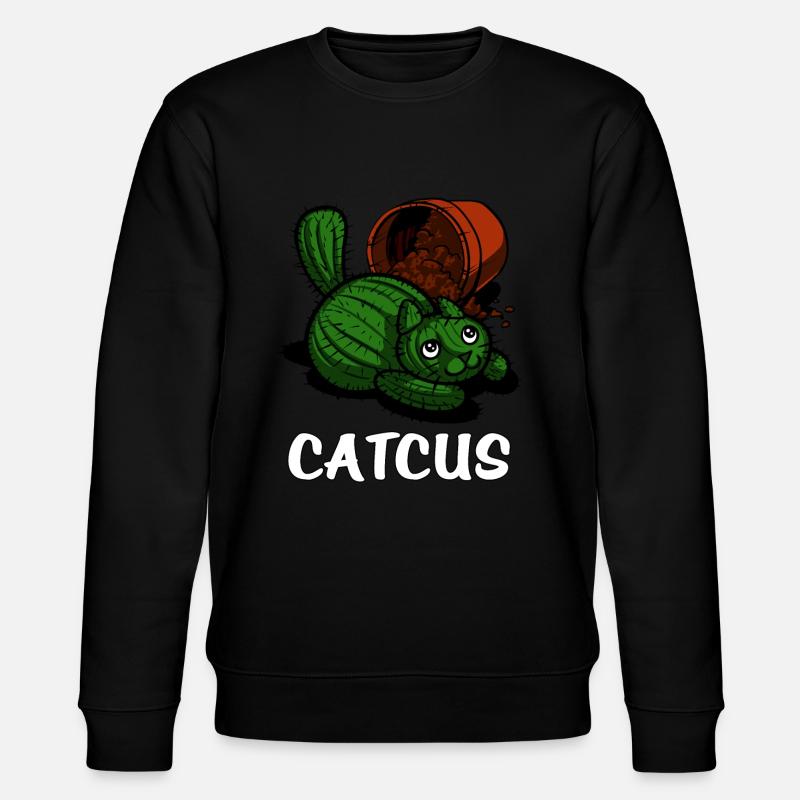 Catcus Cactus Cat - Stanley/Stella CHANGER Unisex Organic Sweatshirt - black