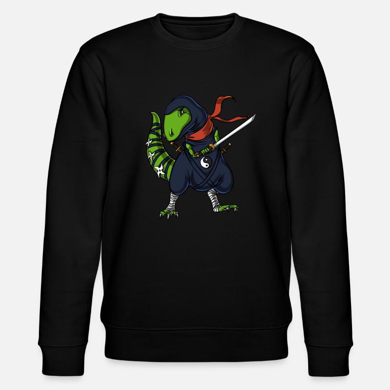 T-Rex Dinosaurier Ninja Krieger Samurai - Stanley/Stella Unisex Bio-Sweatshirt CHANGER  - Schwarz