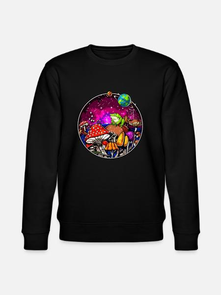 Psychedelic Magic Mushrooms Hallucinogenic Frog - Stanley/Stella CHANGER Unisex Organic Sweatshirt - black