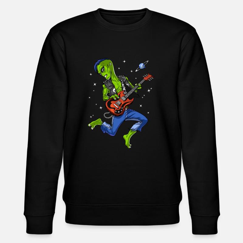 Space Alien Gitarrist Musiker - Stanley/Stella Unisex Bio-Sweatshirt CHANGER  - Schwarz