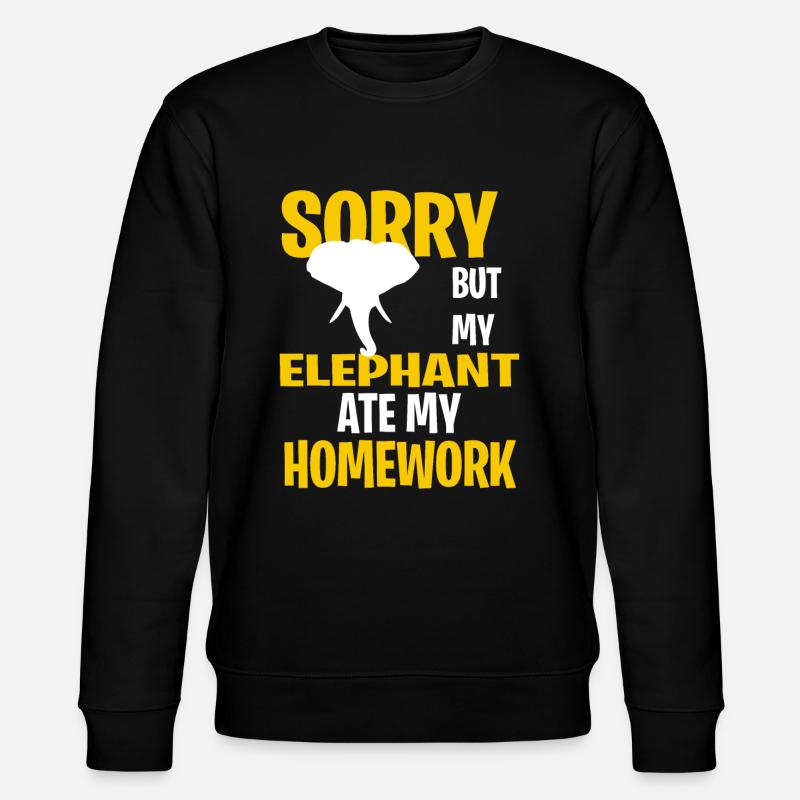 Funny Elephant Present Idea - Stanley/Stella CHANGER Unisex Organic Sweatshirt - black