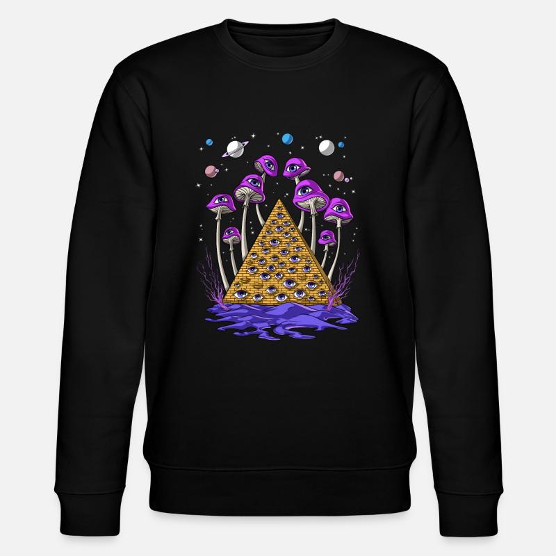 Psychedelic Egyptian Pyramid Psilocybin Mushrooms - Stanley/Stella CHANGER Unisex Organic Sweatshirt - black