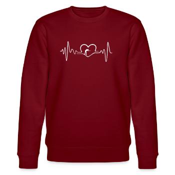 BILLIARD HEARTBEAT - Stanley/Stella Unisex Bio-Sweatshirt CHANGER  - Burgunderrot - Vorne - Nik (191cm) & Marisol (170cm)