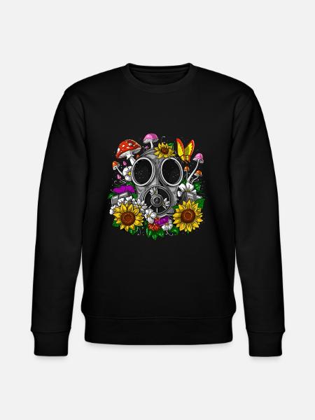 Hippie Floral Gas Mask - Stanley/Stella CHANGER Unisex Organic Sweatshirt - black