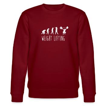 Weight lifting evolution - Stanley/Stella CHANGER Unisex Organic Sweatshirt - burgundy - Front - Nik (191cm) & Marisol (170cm)