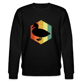Distressed Duck Ente Hexagon - Stanley/Stella Unisex Bio-Sweatshirt CHANGER  - Schwarz - Vorne - Nik (191cm) & Marisol (170cm)