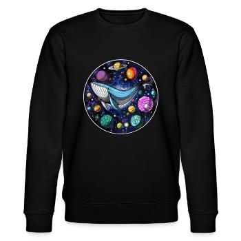 Psychedelischer Wal - Stanley/Stella Unisex Bio-Sweatshirt CHANGER  - Schwarz - Vorne - Nik (191cm) & Marisol (170cm)