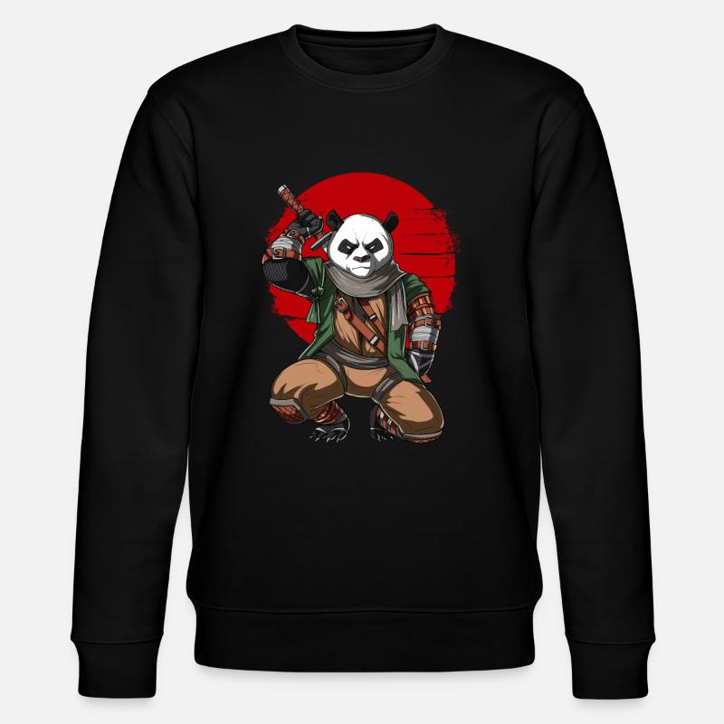Panda Bear Ninja Samurai - Stanley/Stella CHANGER Unisex Organic Sweatshirt - black