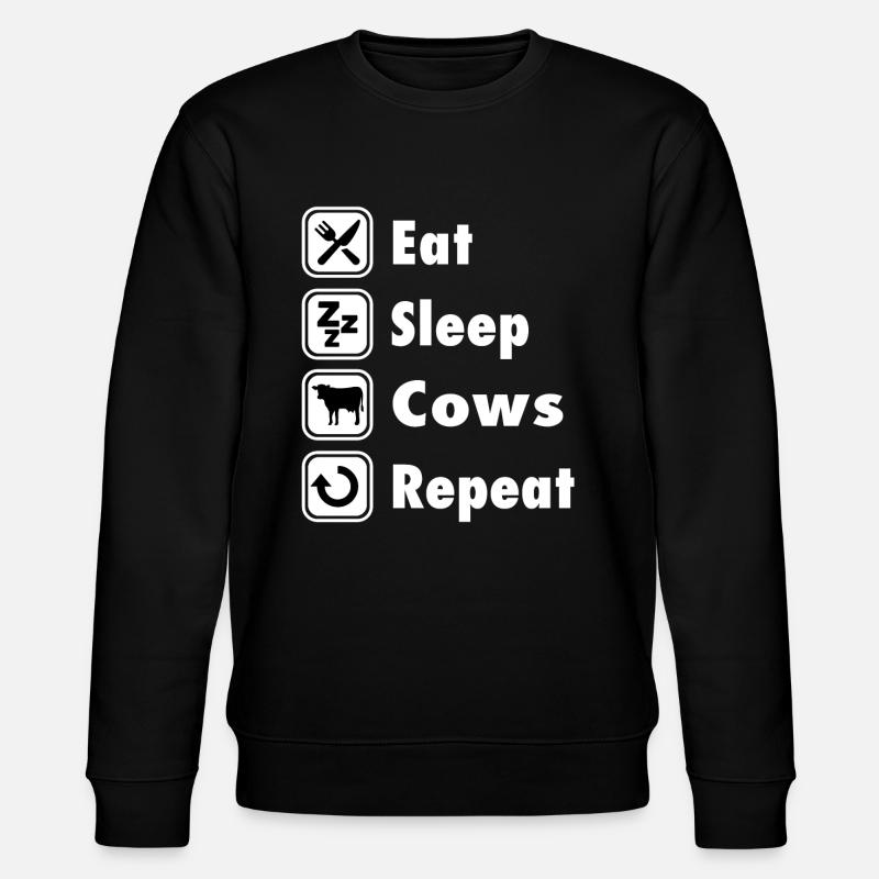 TEE - Eat Sleep Cows Repeat - Stanley/Stella Unisex Bio-Sweatshirt CHANGER  - Schwarz