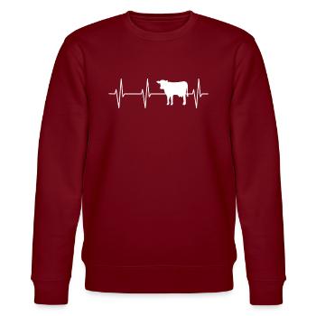 Cow Heartbeat Shirt - Sweat bio CHANGER Stanley/Stella Unisexe - bordeaux - Devant - Nik (191cm) & Marisol (170cm)