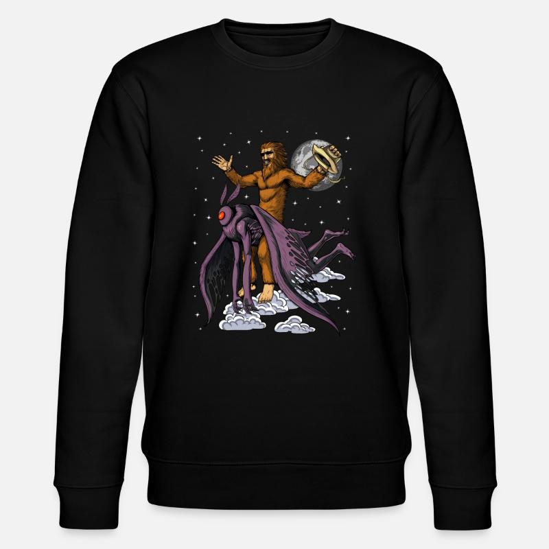 Bigfoot Riding Mothman - Stanley/Stella Unisex Bio-Sweatshirt CHANGER  - Schwarz