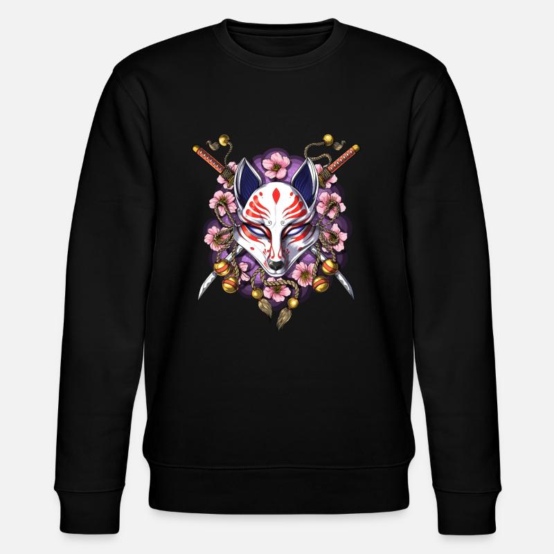 Kitsune Japanische Fuchsmaske - Stanley/Stella Unisex Bio-Sweatshirt CHANGER  - Schwarz
