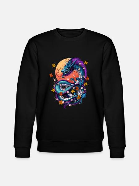 Vaporwave japansk drage - Stanley/Stella økologisk unisex-sweatshirt CHANGER  - sort