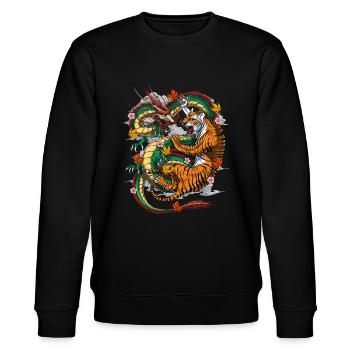 Japanese Dragon Tiger - Stanley/Stella CHANGER Unisex Organic Sweatshirt - black - Front - Nik (191cm) & Marisol (170cm)