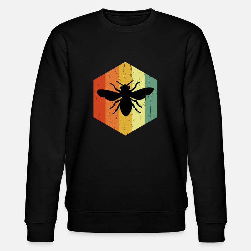 Distressed Bee Vcela Hexagon - Stanley/Stella CHANGER Unisex Organic Sweatshirt - black