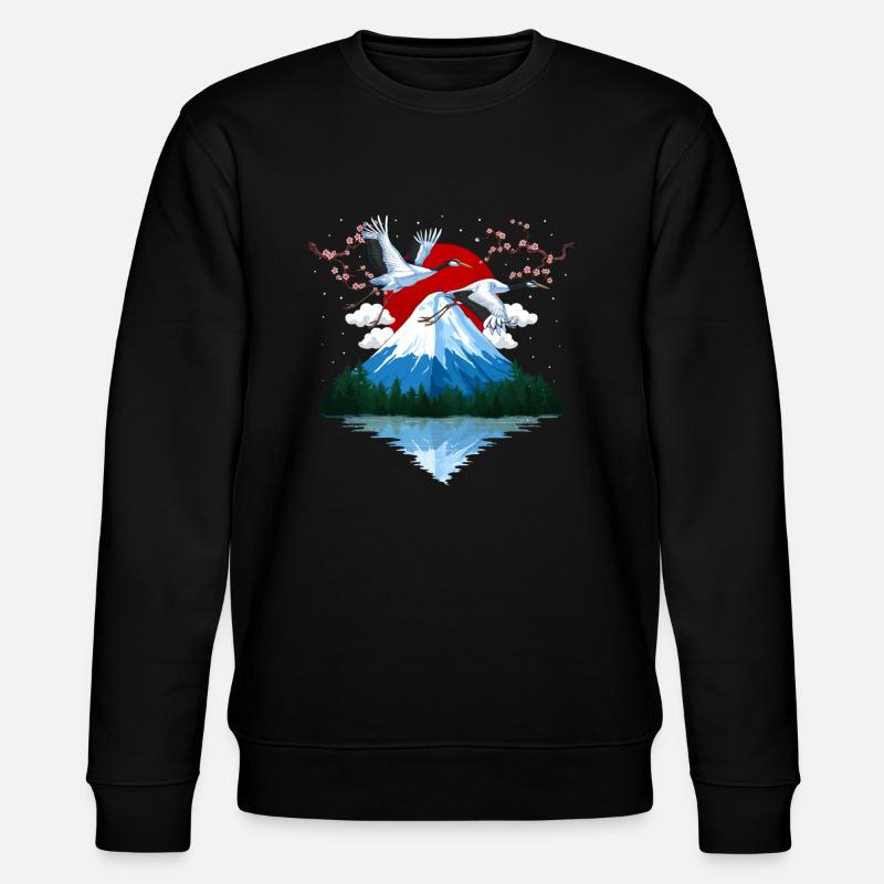 Japanse Mountain Cranes - Stanley/Stella CHANGER Unisex Organic Sweatshirt - black