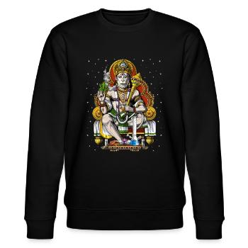Hanuman Stoner Smoking Weed - Stanley/Stella CHANGER Unisex Organic Sweatshirt - black - Front - Nik (191cm) & Marisol (170cm)