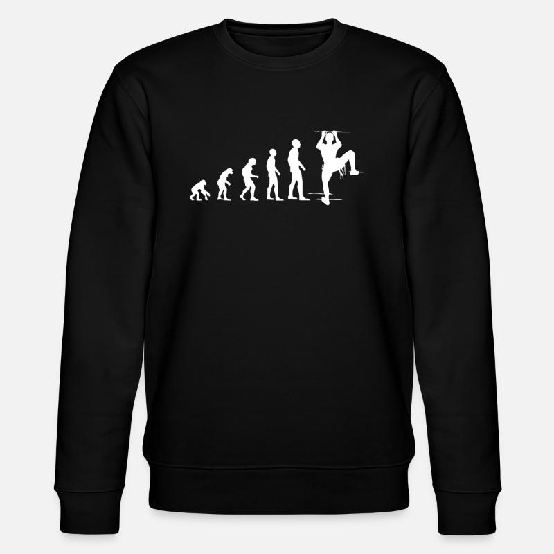 Klettern Evolution Lustig Bergsteigen Geschenk - Stanley/Stella Unisex Bio-Sweatshirt CHANGER  - Schwarz