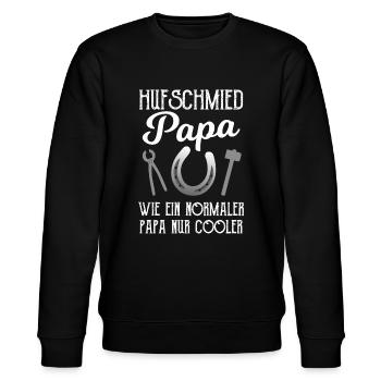 Hufschmied Papa Spruch Pferd Hufeisen Geschenk - Stanley/Stella Unisex Bio-Sweatshirt CHANGER  - Schwarz - Vorne - Nik (191cm) & Marisol (170cm)