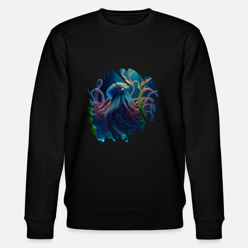 Meereslebewesen, großer Oktopus - Stanley/Stella Unisex Bio-Sweatshirt CHANGER  - Schwarz