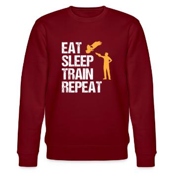 Falkner Mit Greifvogel Spruch Falknerei Geschenk - Stanley/Stella Unisex Bio-Sweatshirt CHANGER  - Burgunderrot - Vorne - Nik (191cm) & Marisol (170cm)