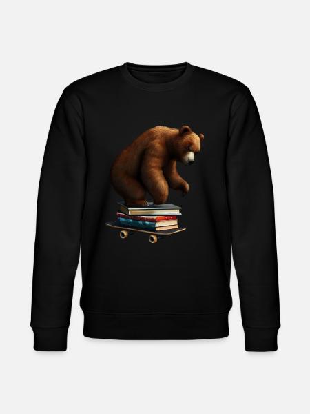 Reading bear on a skateboard - Stanley/Stella CHANGER Unisex Organic Sweatshirt - black