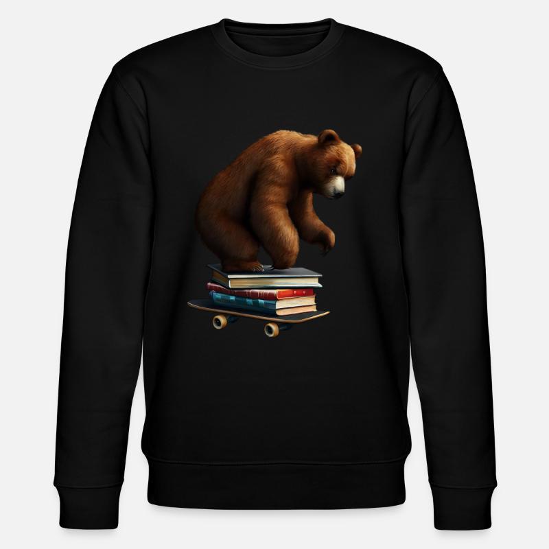 Reading bear on a skateboard - Stanley/Stella CHANGER Unisex Organic Sweatshirt - black