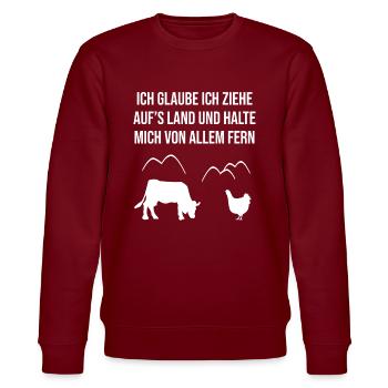 Landleben Ruhe Design - Stanley/Stella Unisex Bio-Sweatshirt CHANGER  - Burgunderrot - Vorne - Nik (191cm) & Marisol (170cm)