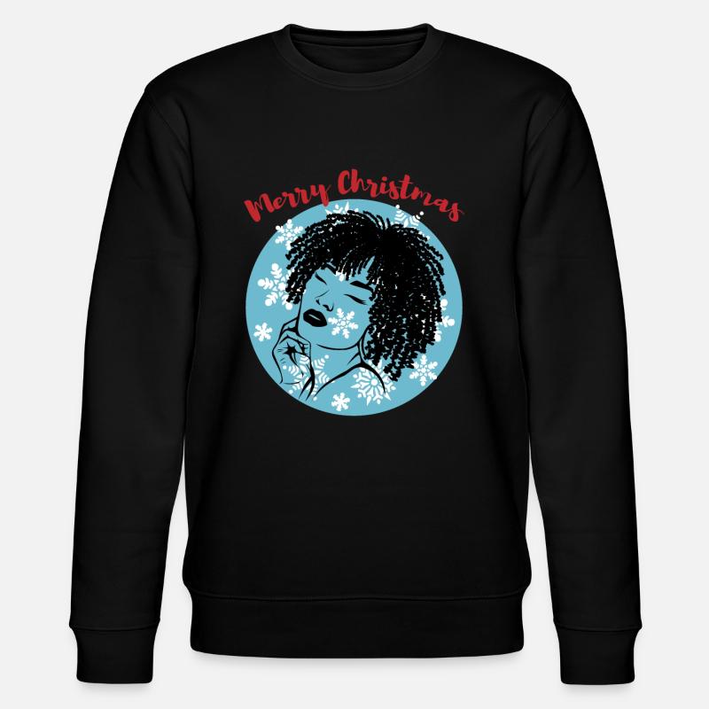 Sassy Christmas Afrolook Schneeflocken - Stanley/Stella Unisex Bio-Sweatshirt CHANGER  - Schwarz
