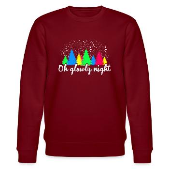 Colorful Fir Forest Glowly Night Art - Stanley/Stella CHANGER Unisex Organic Sweatshirt - burgundy - Front - Nik (191cm) & Marisol (170cm)
