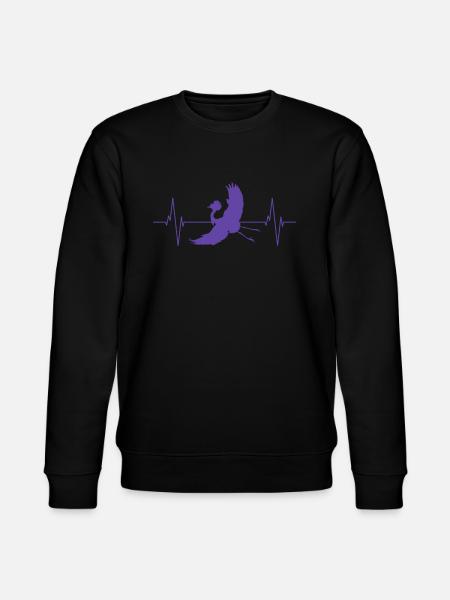 Crane Silhouette Heartbeat Bird Lover - Stanley/Stella CHANGER Unisex Organic Sweatshirt - black